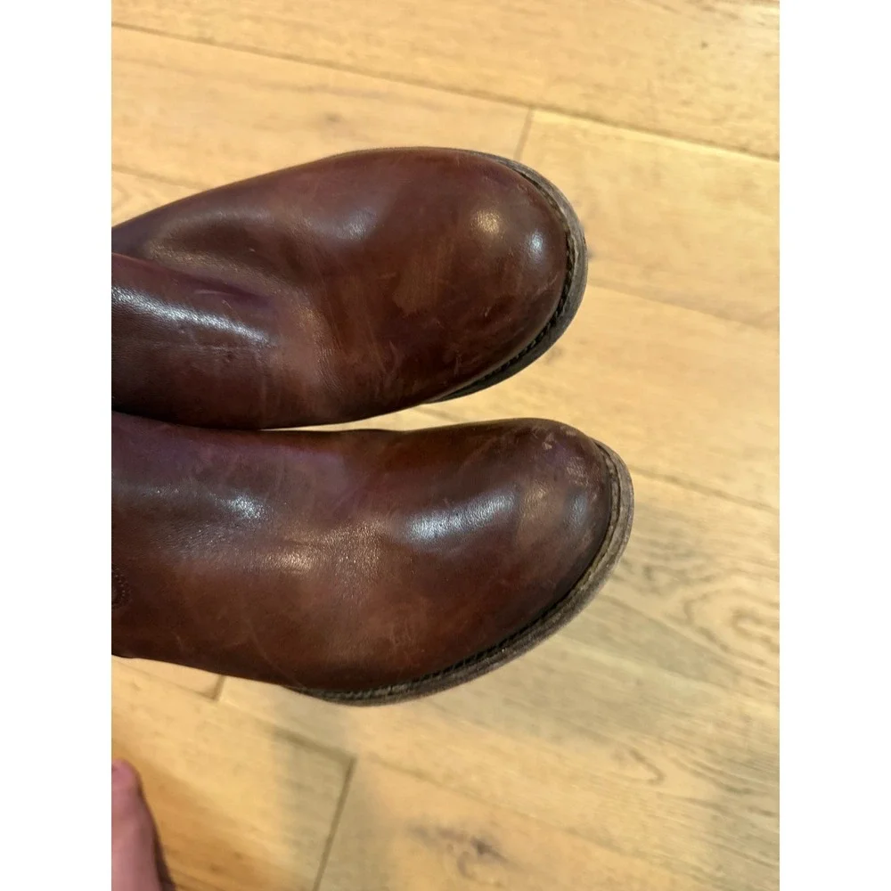 Frye Melissa Tall Riding Boots Burgundy Leather Womens 7 B‎ 76435